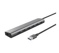 Trust Halyx Hub USB 7 Ports USB-A 3.2 Gen 1, Data Hub avec Port d'alimentation USB-C, 5 Gbps Haute Vitesse, Adaptateur USB Compact Multiport pour Ordinateur Portable, MacBook Pro/Air, Windows