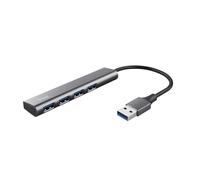 Trust Halyx Hub USB 3.2 Gen 1, 4 Ports USB-A, Vitesse 5 Gbps, Data Hub Compact et Plat, Adaptateur Plug & Play, Multiport Concentrateur pour PC, Ordinateur Portable - Gris