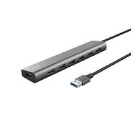 Trust Halyx Hub USB 7 Ports USB-A 3.2 Gen 1, Data Hub avec Port d'alimentation USB-C, 5 Gbps Haute Vitesse, Adaptateur USB Compact Multiport pour Ordinateur Portable, MacBook Pro/Air, Windows