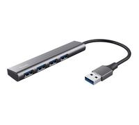 Trust Halyx - Hub USB-A vers 4 ports USB 3.2 Gen 1 - Adaptateur Multiports Haute Vitesse - PC Portable, Ordinateur de Bureau - Gris