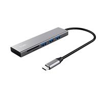 Trust Halyx Hub USB-C et Lecteur de Cartes, 3 Ports USB, Lecteurs de Cartes SD et Micro-SD, Macbook/Chromebook/Ordinateur Portable/PC