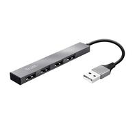 Trust Halyx Mini Hub USB 2.0 à 4 Ports en Aluminium pour PC Ordinateur Portable Mac - Argent
