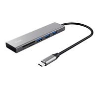 Trust Halyx Hub USB-C et Lecteur de Cartes, 3 Ports USB, Lecteurs de Cartes SD et Micro-SD, Macbook/Chromebook/Ordinateur Portable/PC