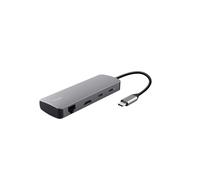 Trust Hub USB-C 25672 - 8 Ports (HDMI, RJ-45, USB 3.2 Gen 1 Type-A/C, MicroSD/SD) Gris - USB Power Delivery 3.0 - Windows/macOS/ChromeOS