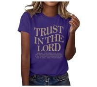 Trust in The Lord Hauts pour femmes graphique 2025 coupe ample t-shirt mignon lettre t-shirt décontracté sortie religieux tendance 2025 t-shirts solides t-shirts chrétiens à manches courtes été