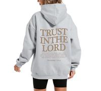 Trust in The Lord Hoodie, Christian Hoodies, Christian Long Sleeve Sweatshirts for Women and Men (Light Gray,TG)