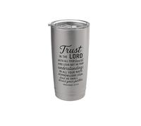 Trust In The Lord Scripture Verse de la Bible Proverbes 3:5 6 Prier Gobelet isotherme en acier inoxydable double paroi