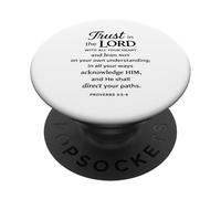 Trust in The Lord Scripture Verse de la Bible Proverbes 3:5 6 Prier PopSockets PopGrip Adhésif