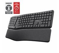 Trust Clavier ergonomique Keyra sans fil Bluetooth + 2.4 GHz US QWERTY silencieux avec repose-paume