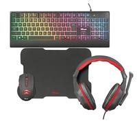 Trust Kit de jeu 4 en 1 Clavier éclairé RGB Souris Casque Tapis Bundle Mise en page Italienne de Jeu