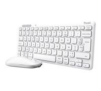 Trust Lyra Pack Clavier et Souris sans Fil Bluetooth, AZERTY Français, 84% Plastique Recyclé, Mini Clavier Rechargeable pour PC, Ordinateur Portable, Mac, Tablet, iPad, Android, iOS - Blanc