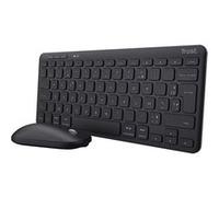 Trust Lyra Pack Clavier et Souris sans Fil Bluetooth, AZERTY Français, 84% Plastique Recyclé, Mini Clavier Rechargeable pour PC, Ordinateur Portable, Mac, Tablet, iPad, Android, iOS - Noir