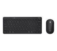 Trust Lyra Pack Clavier et Souris sans Fil Bluetooth AZERTY Belge, 84% Plastique Recyclé, Mini Clavier Rechargeable pour PC, Ordinateur Portable, Mac, Tablet, iPad, Android, iOS - Noir