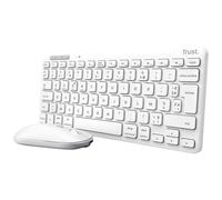 Trust Lyra Pack Clavier et Souris sans Fil Bluetooth, AZERTY Français, 84% Plastique Recyclé, Mini Clavier Rechargeable pour PC, Ordinateur Portable, Mac, Tablet, iPad, Android, iOS - Blanc