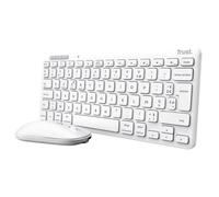 Trust Lyra Pack Clavier et Souris sans Fil Bluetooth, AZERTY Français, Mini Clavier Rechargeable pour PC, Mac, Tablet, iPad - Blanc
