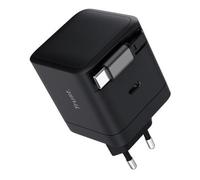 Maxo - Adaptateur secteur - with retractable cable - 65 Watt - 3 A - PD (24 pin USB-C) - noir