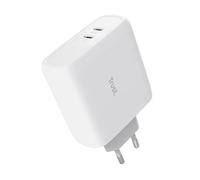 Trust Maxo Chargeur USB C 65W Charge Rapide, 2 Ports USB-C, Blanc