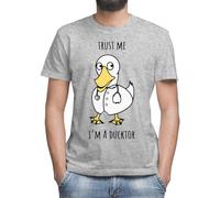 Trust Me I Am Ducktor Duck Doctor T-shirt classique à manches courtes et col rond pour homme, gris, XL