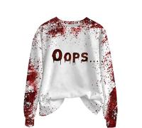 Trust Me I'M Fine Halloween Sweat-shirt amusant pour femme Grande taille Costumes d'Halloween Pull à manches longues T-shirt Tenues de festival Vêtements, Rouge #1, XL