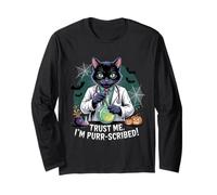 Trust Me I'm Purr-scribed - Chat Noir Amusant Docteur Halloween Manche Longue