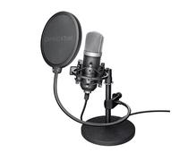 Trust Microphone de Studio USB GXT 252 Emita Noir - Cardioïde 20-20000 Hz - Connectivité USB - Longueur de câble 1.8m - Inclus : Filtre anti-pop, Bonnette en mousse et Valise de transport