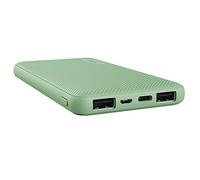 Trust Mobile Primo Batterie Externe Rapide 10000mAh, Power Bank Ultra Mince USB-C 3A, 3 Entrées, Chargeur iPhone, iPad, Apple, Samsung, Xiaomi, Huawei, Airpods, Téléphone Portable, Vert