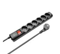 Trust Multiprise Electrique 6 Prises, Prise Multiple 180 cm, Multiprise Parafoudre avec Protection Contre Les Surtensions et Interrupteur, Fiche Type F, Rallonge Electrique pour Bureau, Maison - Noir