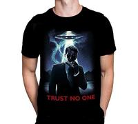 Trust No One X Files Mens Black T Shirt Gothic Horror Halloween Sci-FI Fashion Movie Poster Tshirt Manches Courtes(Small)