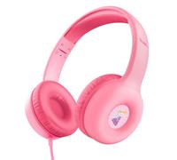 Trust Nouna Casque Filaire Audio pour Enfant 4-10 Ans avec Limite de Volume (85dB), Ecouteurs Filaire Pliable avec Micro et Autocollants, Connexion 3.5mm, Casque pour Switch, Tablette, Musique, Rose