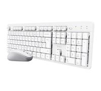 Trust ODY II Pack Clavier et Souris sans Fil AZERTY Français Silencieux, Touches Plates Flottantes, Récepteur USB Unique, Résistant aux Éclaboussures, Set pour PC Portable Windows Mac, Blanc
