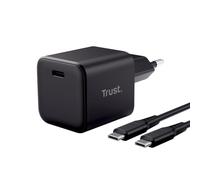 Trust Orva Petit Chargeur USB C 65W GaN Charge Rapide, Noir | Ultra-compact (36x36x75 mm), Smartphone Tablette Ordinateur Portable, Protection contre les Surcharges et les Surchauffes