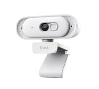 Trust Ovala Webcam 2K QHD avec Micro, Filtre de Confidentialité USB-C/USB-A, Mise au Point Fixe 30 FPS, Grand Angle 75°, Réduction du Bruit, Web Camera Ordinateur Portable Windows Zoom Teams, Blanc
