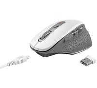 Trust OZAA Souris sans Fil Rechargeable - Récepteur USB Plug and Play, Ergonomique, 6 Boutons Dont 2 Silencieux, 800/1200/1600/2400 PPP, Portée 10m, pour Ordinateur/Portable/PC/Mac - Blanc