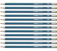 Trust-Pencil 160 - Lot De 12 Crayons Graphite Hb Avec Bout Gomme - Bleu Ardoise
