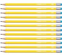 Trust-Pencil 160 - Lot De 12 Crayons Graphite Hb Avec Bout Gomme - Jaune