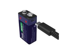 Trust Pile 9V Rechargeable USB-C, Pile Carrée avec Port USB-C Intégré, Aucun Chargeur de Batterie Nécessaire, Charger Via Chargeur de Téléphone/Câble USB, Accu pour Détecteur de Fumée