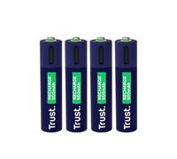 Trust Piles AAA Rechargeables USB-C Lot de 4, Port USB-C Intégré, Accu Capacité 500mAh, Aucun Chargeur de Batterie Nécessaire, Charger Via Chargeur de Téléphone/Câble USB Inclus, 4PCS