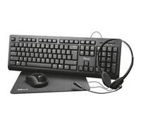 Trust Primo 4-in-1 Home Office Set - Ensemble de clavier, souris, casque et tapis de souris - USB - Français G
