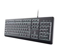 Trust Clavier Primo AZERTY éclairé filaire USB-C/USB-A 180 cm résistant aux éclaboussures Noir