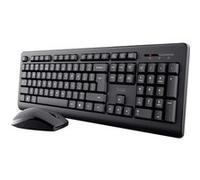 Trust Primo Pack Clavier et Souris sans Fil AZERTY Français, Touches Plates, Résistant aux Éclaboussures, Clavier avec Pavé Numérique, Récepteur USB Unique, Set pour PC Portable Windows Mac