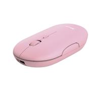 Trust Puck Souris sans Fil Rechargeable, Bluetooth ou 2,4 GHz avec Mini Récepteur USB, Bouton PPP, Ergonomique, Souris Plate Silencieuse pour Ordinateur Portable/PC/Mac/Macbook/Chromebook/iPad - Rose