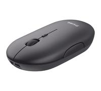 Trust Puck Souris Sans Fil Rechargeable Silencieuse, Bluetooth / 2,4 GHz, Récepteur USB, pour Ordinateur Portable/PC/Mac - Noir