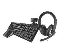Trust Qoby 4-in-1 Home Office Set - Clavier, souris, casque et caméra web - sans fil - Belge