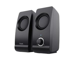 Trust Remo Enceinte PC USB 2.0, Système Audio 16W, Noir | Alimentation USB, Jack 3,5 mm, Speaker pour Ordinateur Portable PC