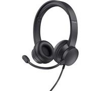 Trust Casque USB avec Micro Léger on Ear, Arceau Réglable, Microphone Flexible, Câble 1,8 m, Casque Audio PC Filaire pour Ordinateur Portable Bureau Teletravail Chat Zoom Teams - Noir