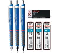 Trust-Rotring Tikky Lot De Porte-Mines Hb 0,70 Mm Corps Bleu Recharges Et Gomme