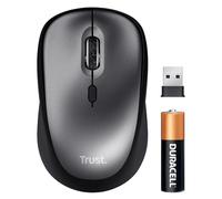 Trust Souris sans Fil Silencieuse avec Pile pour Gauchers et Droitiers, 800-1600 DPI, 83% Plastique Recyclé, Récepteur USB Stockable, Mouse Compacte pour Ordinateur Portable, PC, Mac - Noir