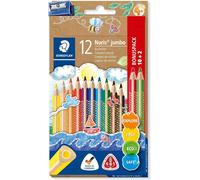Trust-Staedtler Noris Jumbo, Crayons De Couleur Épais, Conçus Pour Les Enfants, Système Anti-Casse, Pack Bonus Avec 12 Crayons Aux Couleurs Vives Et Un Taille-Crayon, 128 Nc12p1