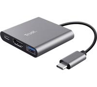 Trust Dalyx Adaptateur USB-C multiport 3-en-1, HDMI, Port USB-C PD, USB-A, HDR HDMI 1.4 (4K 30Hz), Macbook/Chromebook/Ordinateur Portable/PC Noir
