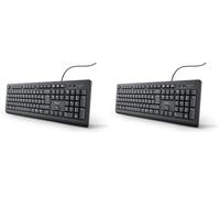 Trust Taro Clavier Filaire AZERTY Français, Résistant aux Éclaboussures, Silencieux, Câble USB de 1.8 m, Touches Plates, Clavier PC, Portable, Ordinateur, Windows, Mac OS - Noir (Lot de 2)